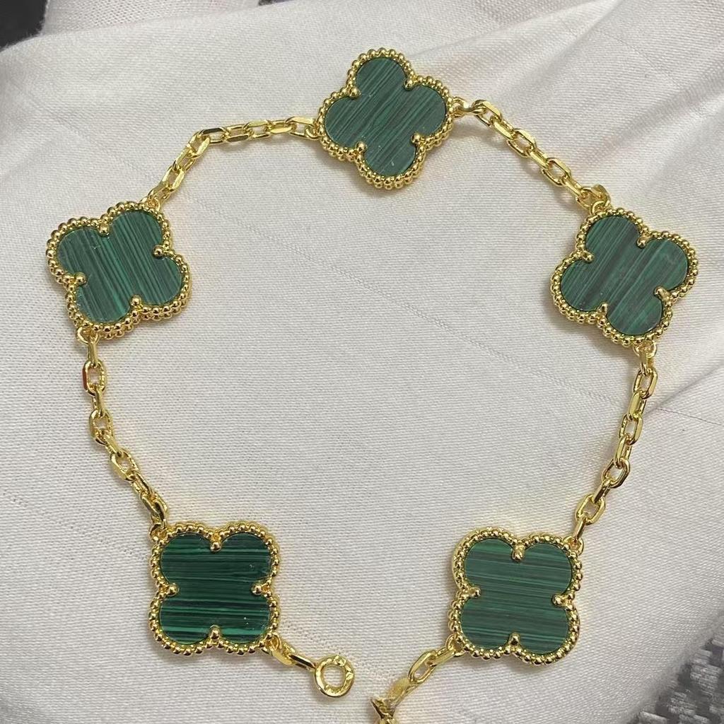 Nuova Versione Bracciale Quadrifoglio Cinque Fiori Agata Rossa Naturale Madreperla Bianca Bracciale da Donna Bracciale Laser
