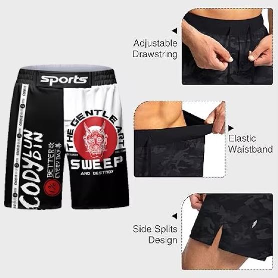 MMA Muay Thai Kickboxing Boxing Shorts Elastic Waist  Unisex Men Women Print Fight UFC Martial Art Fitness Gym Training Sport Workout