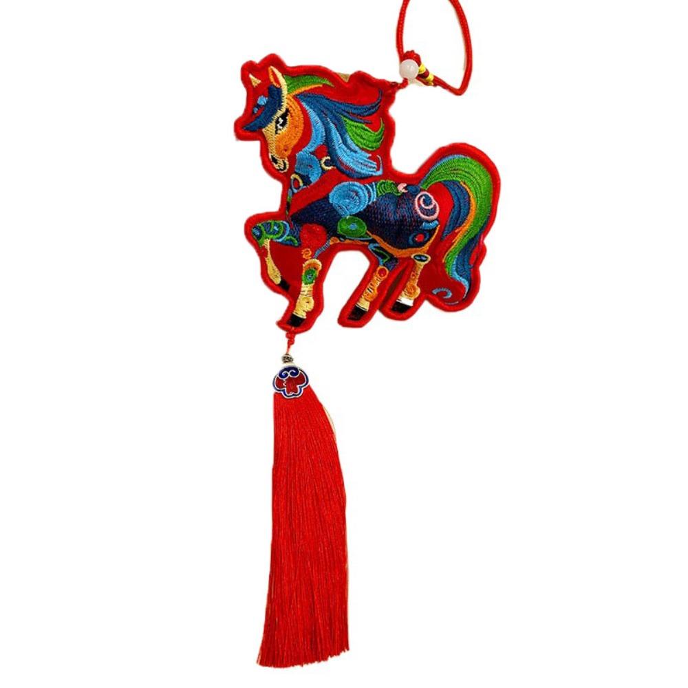 Embroidered Spring Festival Bell Pendant Horse Wind Chimes Decoration Festive Accessory