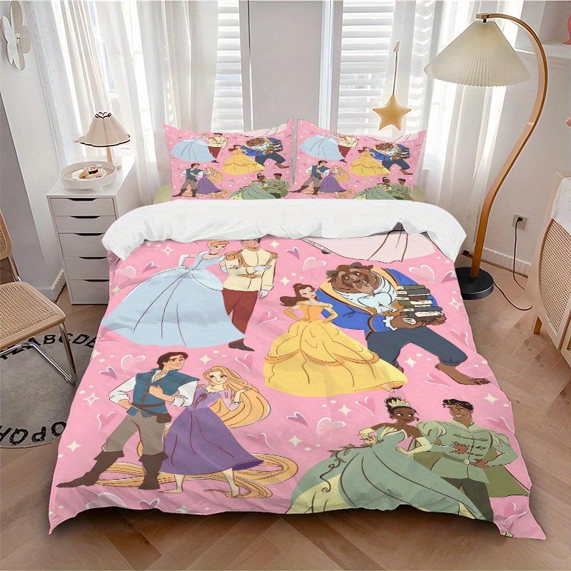 3pcs Disney Princesses & Prince Bedding Set, Including 1 Quilt Cover and 2 Pillow Shams, Without Filling, Soft and Comfortable Home Bedroom B033