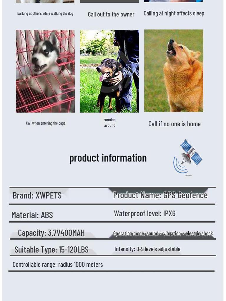 Waterproof GPS Pet Training Collar: Shock & Bark Control Device
