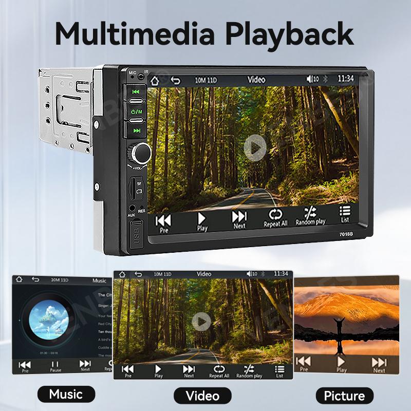 VENBES Autoradio 7 Zoll Touchscreen Universal 1 DIN MirrorLink, Bluetooth, USB/TF/FM CVBS Kamera