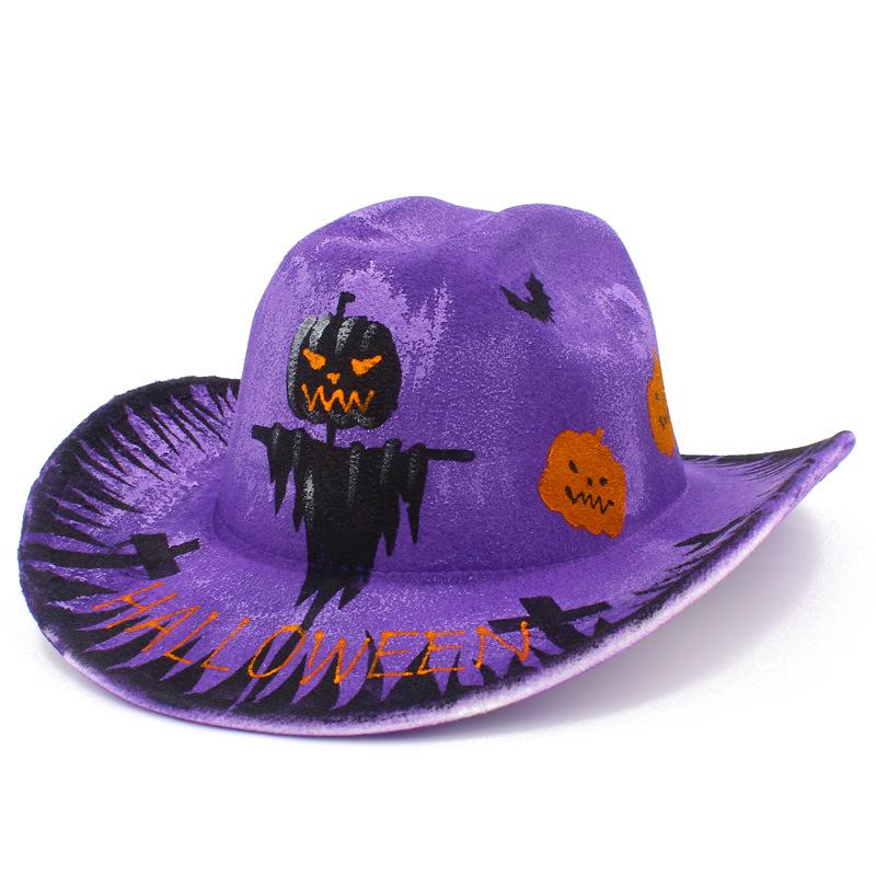 Colorful Skull Pattern Cowboy Hat for Halloween & Christmas Masquerade