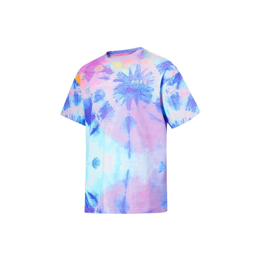 Li Ning T Shirts Unisex Kaleidoscope Multicolor Crew Neck Moderate Straight Fit AHST149-1