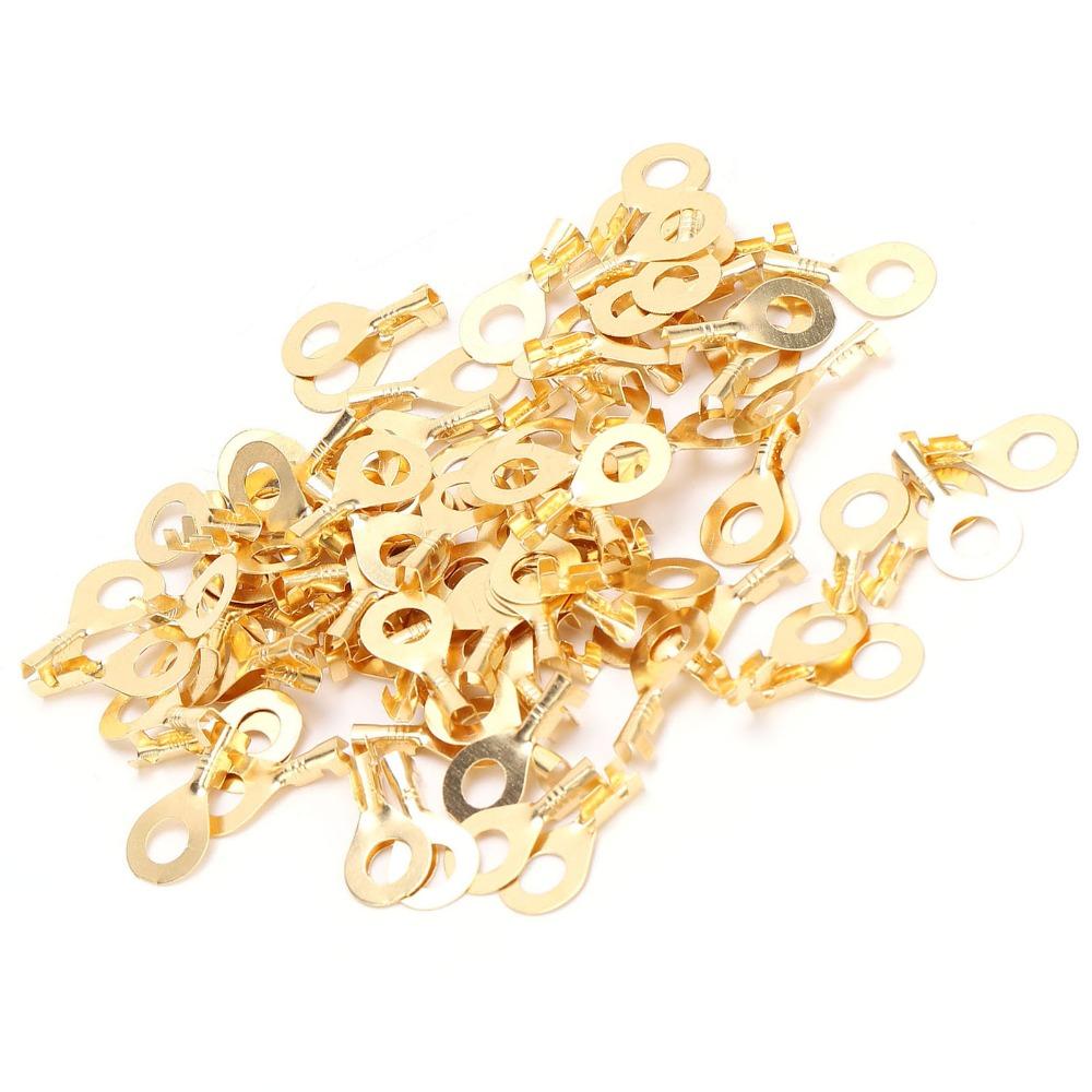 100Pcs Sturdy Structure Eye Terminal Brass Ring Cold Pressed Terminal  Low-frequency Working