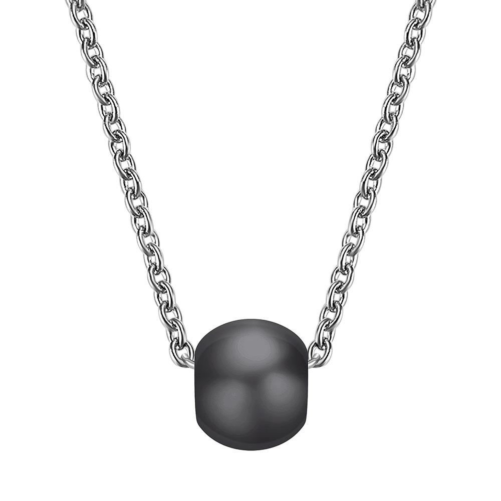European & American Simple 6.5MM Black and White Ceramic Bead Pendant Clavicle Chain Necklace