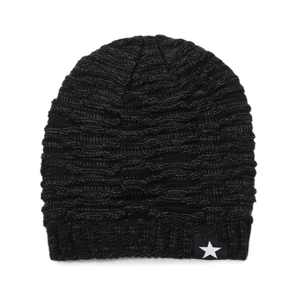 Unisex Fur Lined Slouchy Beanie Winter Hat With Star Decor Warm Knitted Cap For Men Women