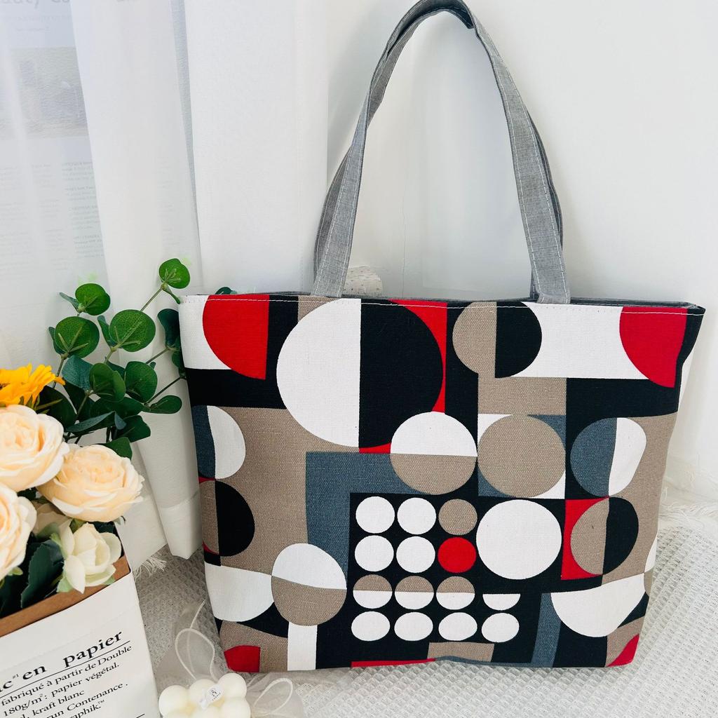 Women's Shoulder Bag Printing Pattern Small Canvas Shopping Bag Handbag Casual Bucket Female Outdoor Pocket