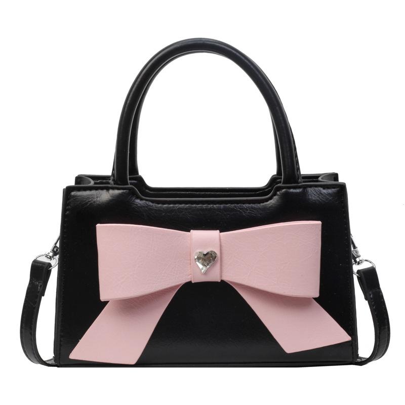 

Women s Solid Color Bow Handbag New Versatile Messenger Bag