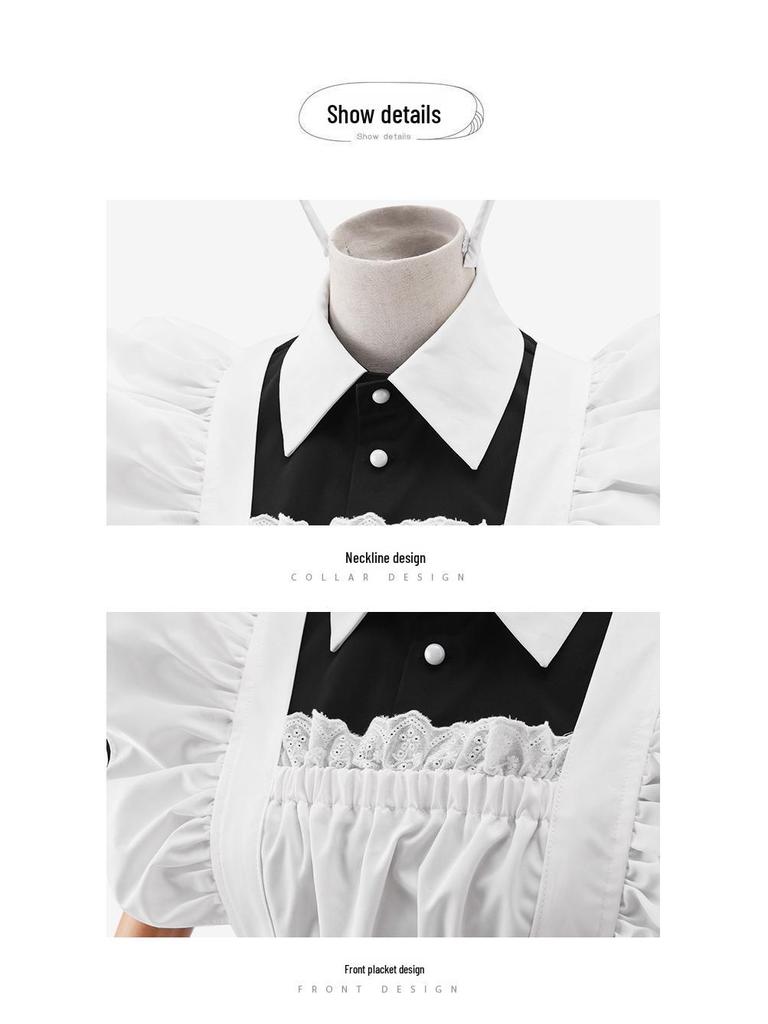 Japanese Lolita Maid Costume: Cute Short-Sleeved Dress with Skirt, Perfect for Cosplay