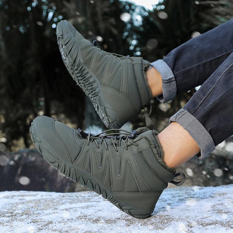 Winter Warm Hiking Shoes Men Women High-top Walking Snow Boots Plush Anti-slip Outdoor Sports Shoes