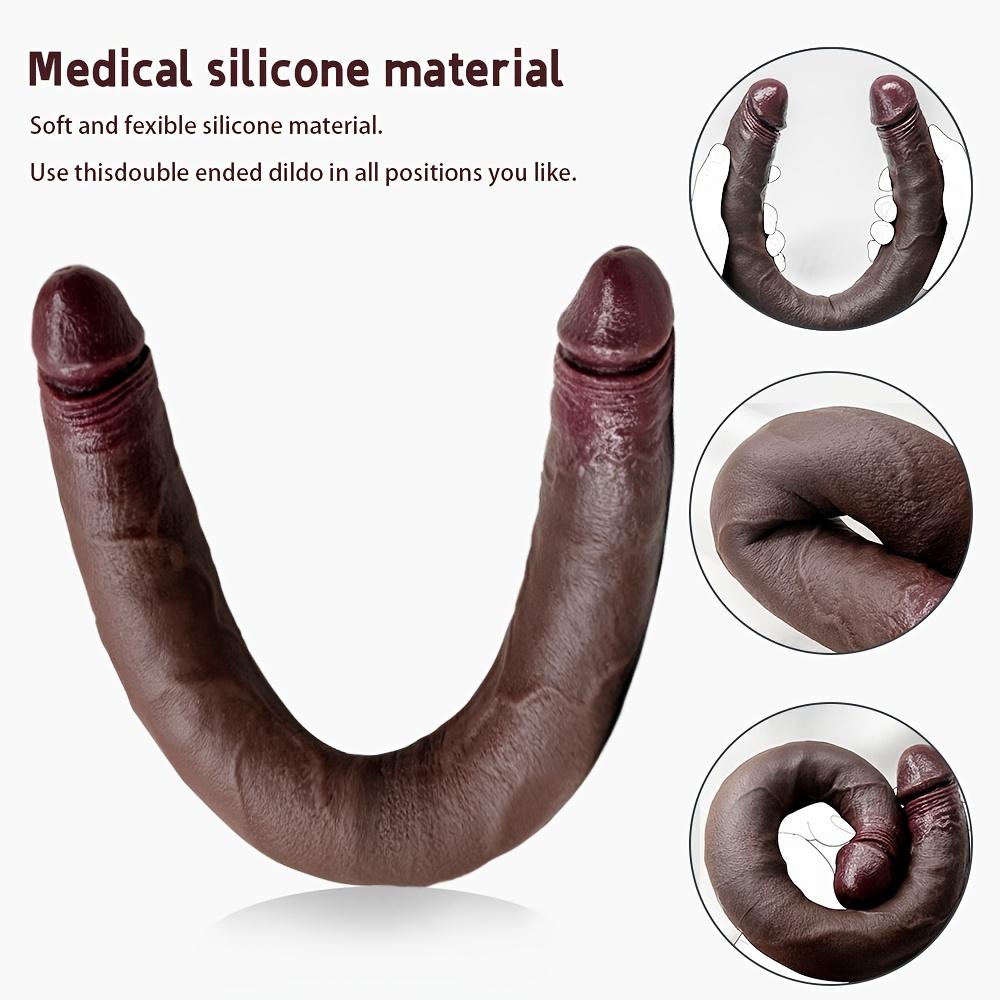 19.09" Realistic Double-Head Liquid Silicone Dildo, Flexible Adult Sex Toy, Clitoral & G-Spot Stimulator, Unisex Erotic Gift