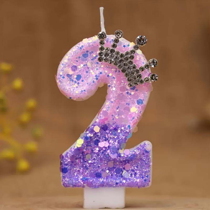 Crown Glitter Number 1 Birthday Candle Cake Topper