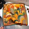 Light luxury three-dimensional geometric printing medium square scarf imitation silk contrasting color silk scarf trendy cool wear decorative neck sca