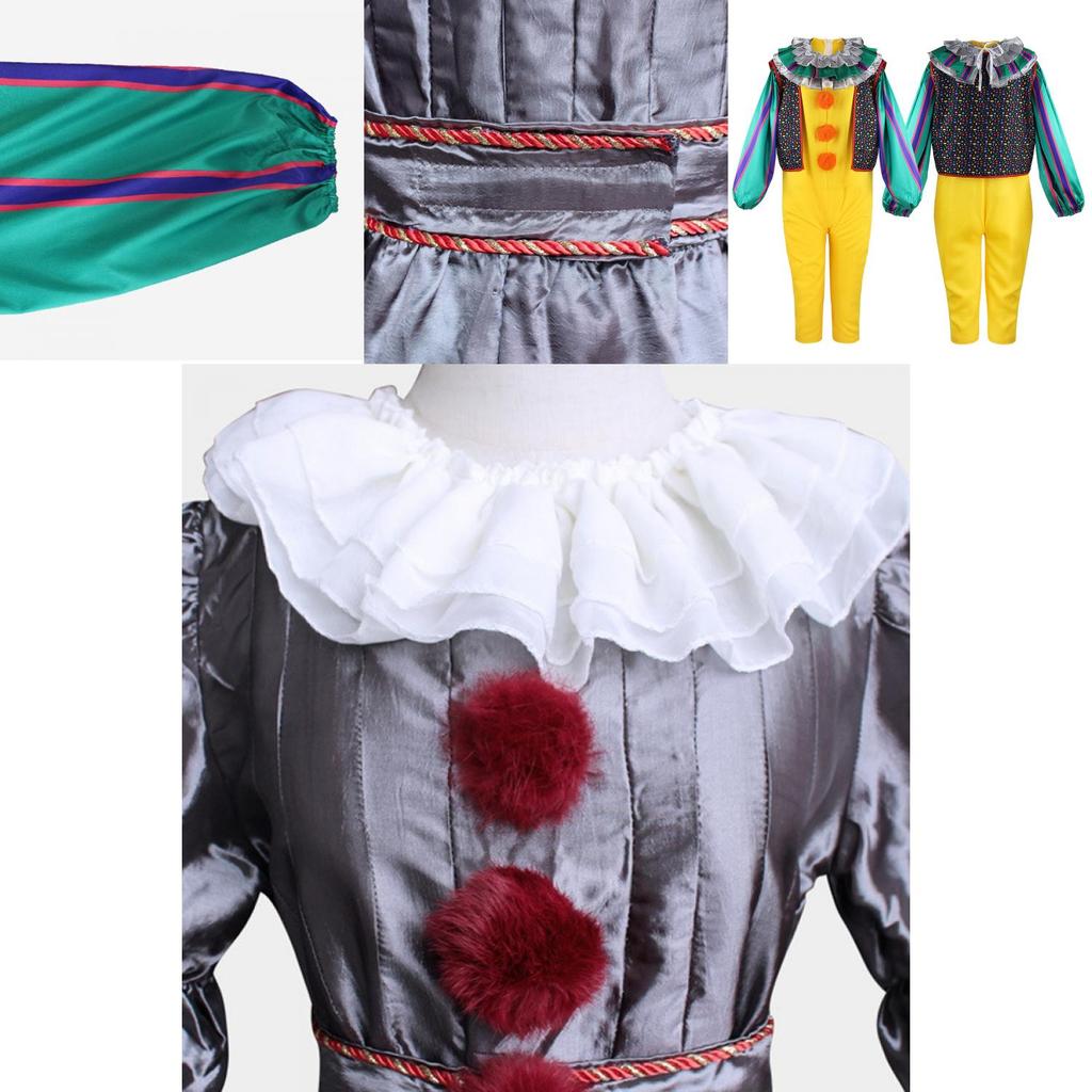 Authentic Pennywise Cosplay Costume For Kids Stephen King's It Clown Suit For Halloween Party