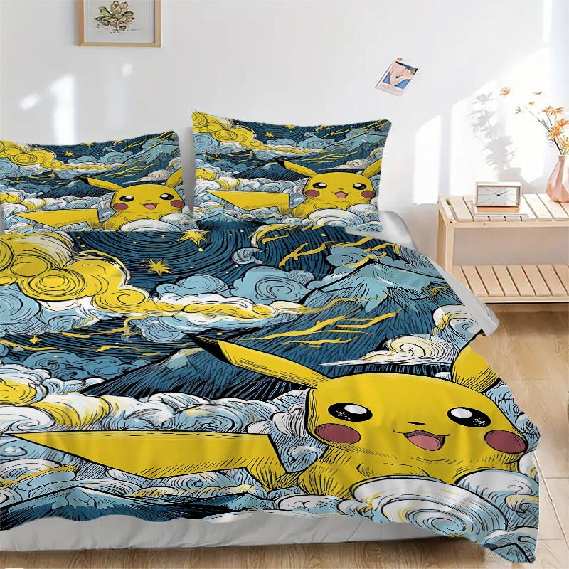 

3 шт. Пикачу, Набор постельного белья Pokémon: Идеально подойдет для спальни или гостевой комнаты.. Мягкий и удобный, без стержня yy251009182 135x200cm