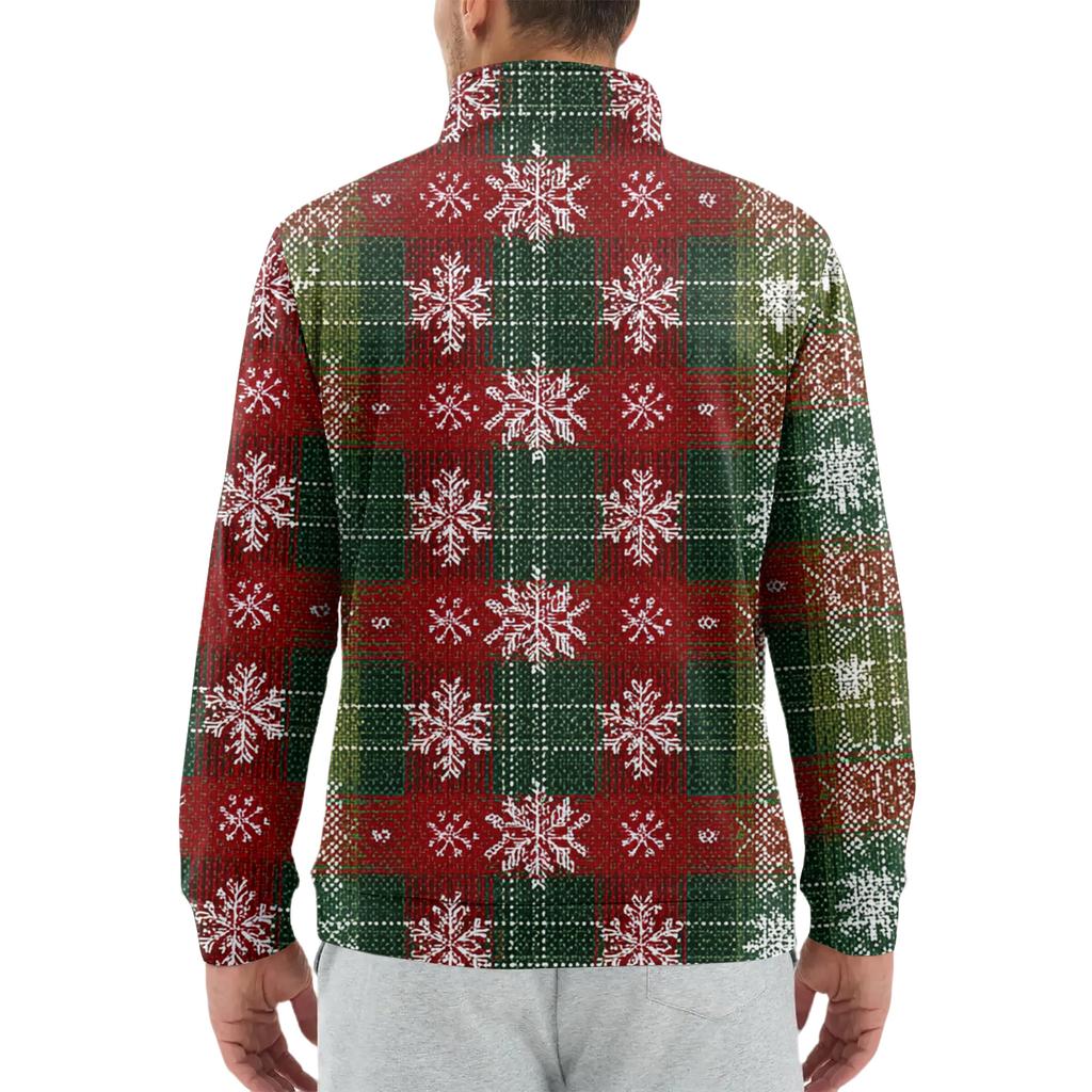 Men's Loose Casual 1/4 Zip Sweatshirt Fashion Printed Long Sleeve Top With Pockets