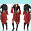 Traje de Pirata Exquisito para Mulheres Adultas para Celebrações de Halloween e Carnaval