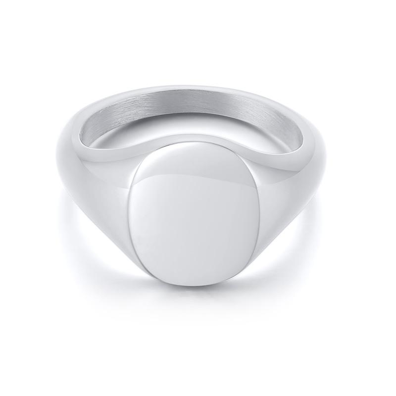 

Round Top Signet Ring Womens Stainless Steel Metal Pinky Rings Minimalist Everyday Jewelry gift 9