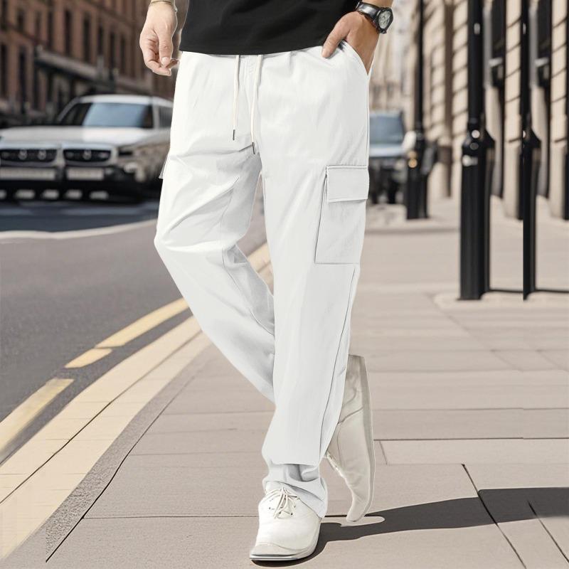 Gerade geschnittene Herren-Freizeithose Sommer Locker Dünn Mode Sport Kordelzug Latzhose
