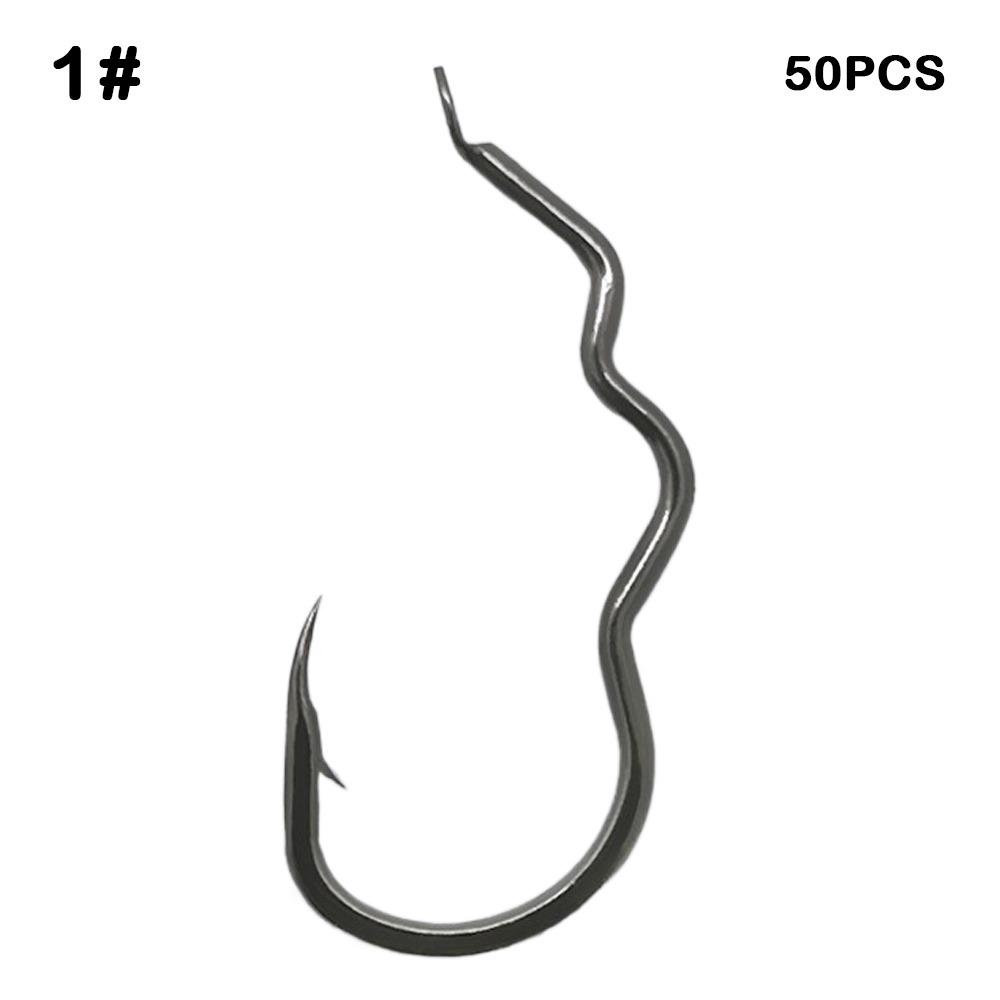 

50Pcs/Box Anti Slip Automatic Flip Fishhook High Carbon Steel Fishing Tackle Carp 1