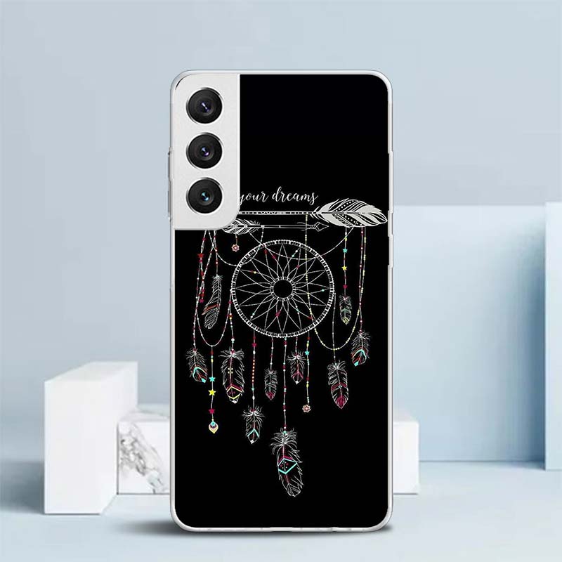 Retro Feather Dreamcatcher Soft Cover for Samsung Galaxy S25 Edge S26 S24 S23 Ultra Phone Case S22 S21 Plus S20 FE Print Pattern