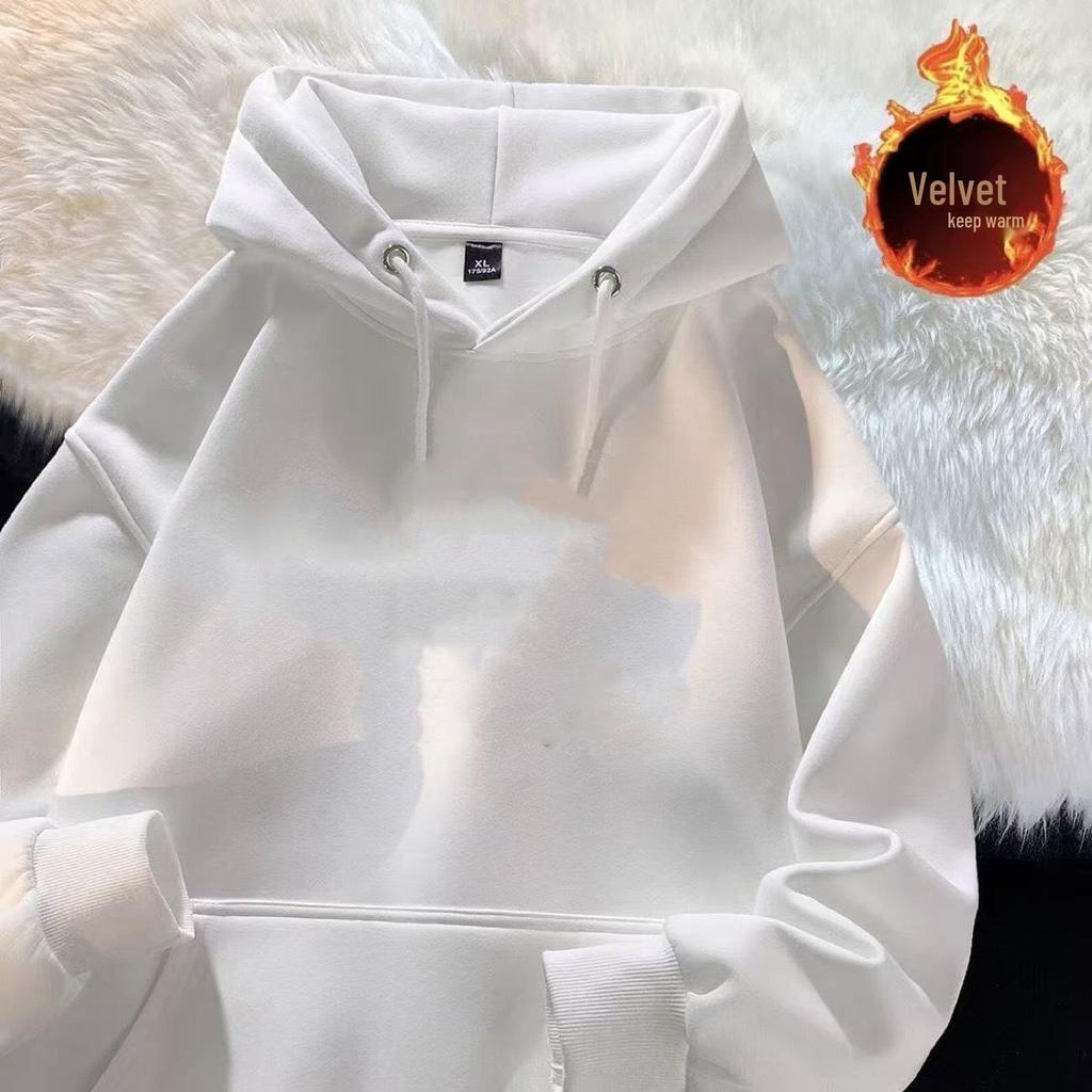 Men's Winter Thick Hooded Sweatshirt 2025 New Style Loose Pullover