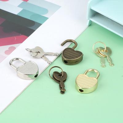 1Set Heart Shape Padlock Luggage Hardware Lock W/Lock For Diary Book Jewelry Box
