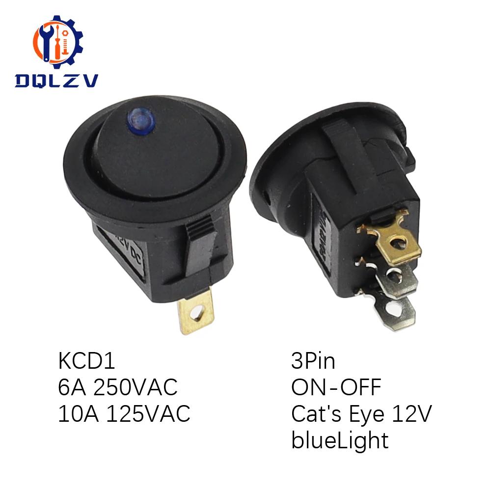 22mm Red Black White ON/OFF Round Rocker Toggle Switch 6A/250VAC 10A 125VAC Power Switch Cap with Plastic Push Button Switch