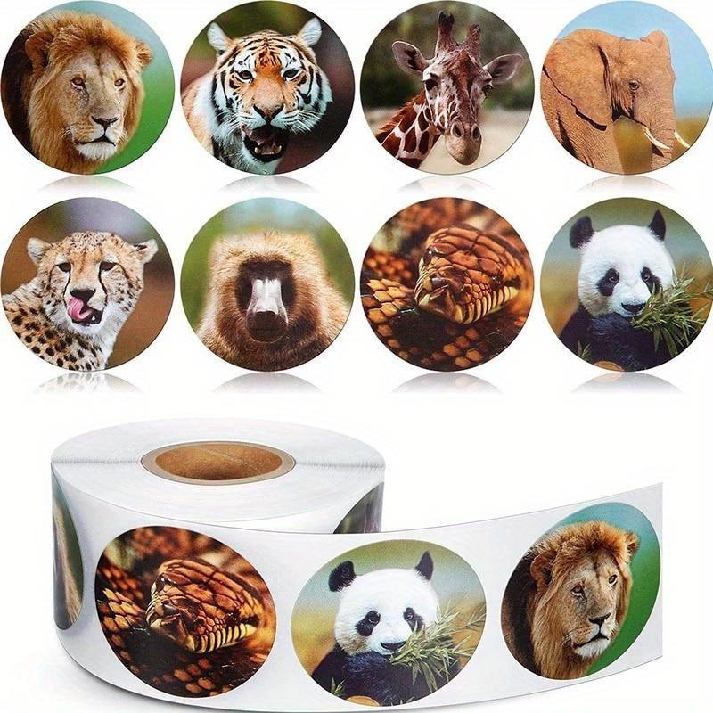 500 Pcs/roll Zoo Animals Cartoon Stickers Classic Sticker Sticker Pattern Lion Sticker