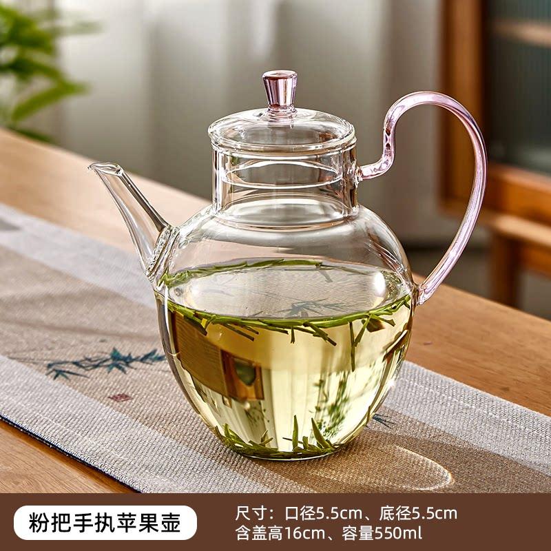 550ML Home Cooling Kettle Heat-resistant Glass Teapot Transparent Glass Tea Set Home with Filtered Cold Bubble Flower Teapot