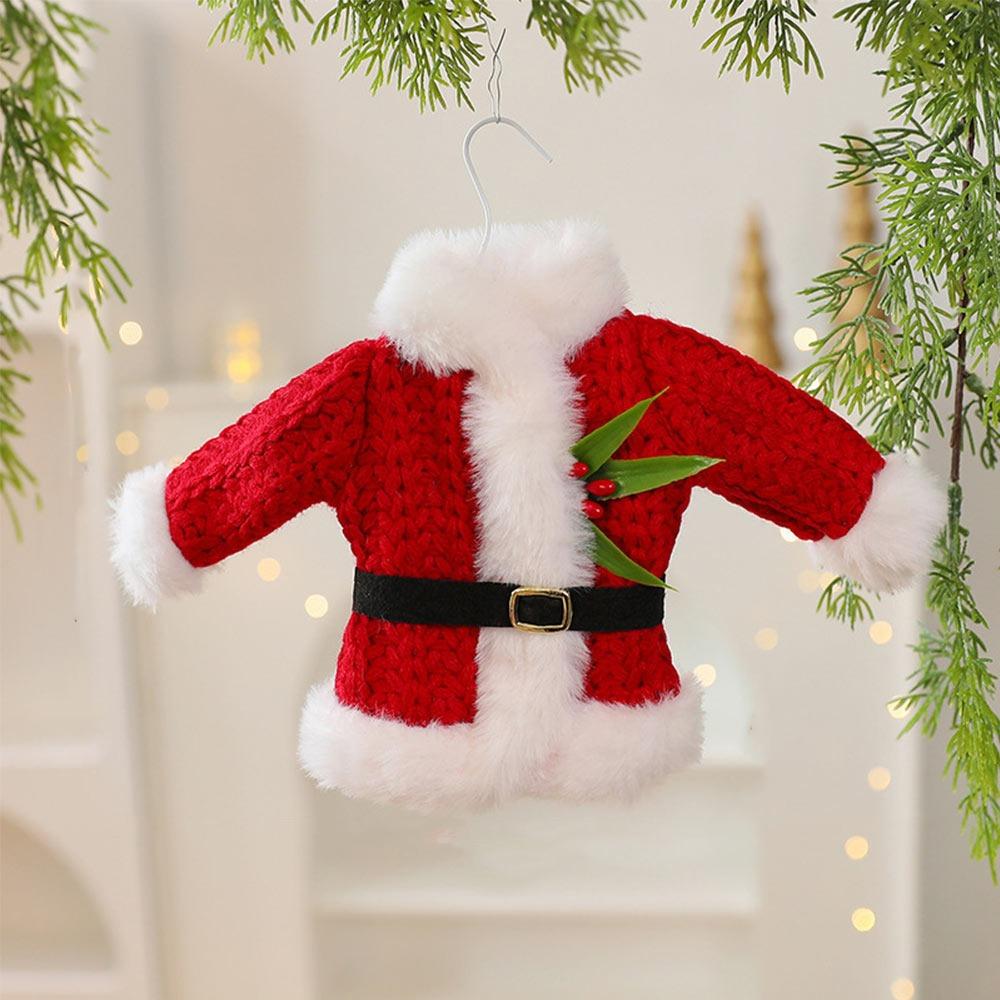 Multicolor Christmas Hanging Decoration Cloth Knitting Santa Coat Drop Ornament Drum Hat Hanging Scene Decoration Pendant