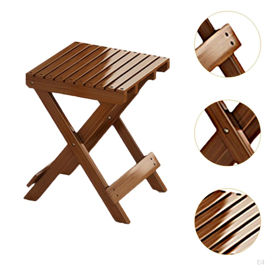 Bamboo Folding Stool Fishing Outdoor Foldable Camping Seat for Hiking