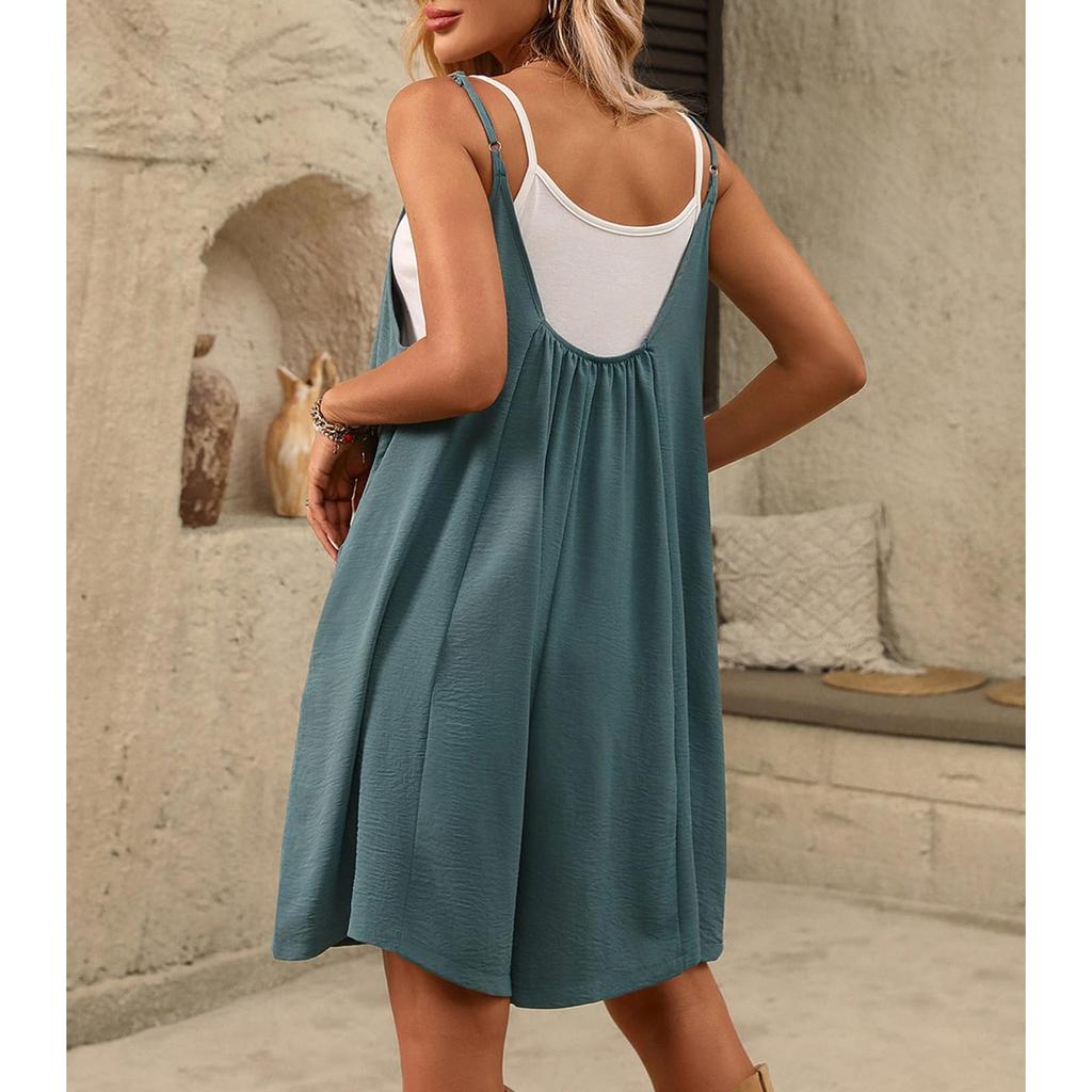 Women's Jumpsuit Casual Style Summer Solid Color Shorts Loose Jumpsuit With Pockets
