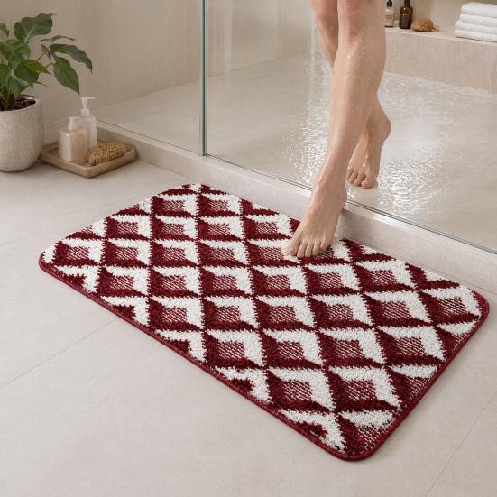 Jacquard Bathroom Rug Plush Fluffy Bath Mat