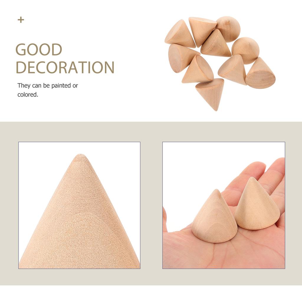 10pcs 3.1Cm Diy Wooden Unpainted Ornament For Ring Display Stand Holder Rack Organizer Cone Craft Wood Diy Cone Wood Craft