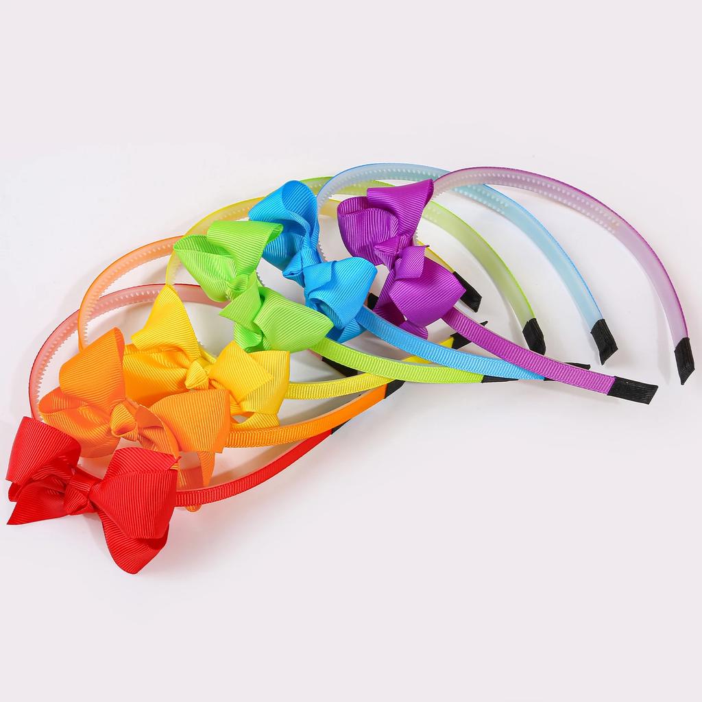 6pcs Fashion Rainbow Hair Bows Headbands for Women Girls Pride Day Bows Hairbands Kids Party Hairhoop Cosplay Hair Accessories