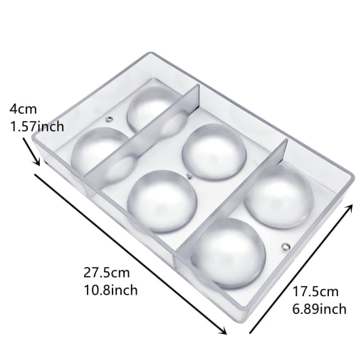 Large Half Ball Chocolate Mold, Polycarbonate Mold, Chocolate Semi-Sphere Mold, Tray (Large 2.5 Inch)