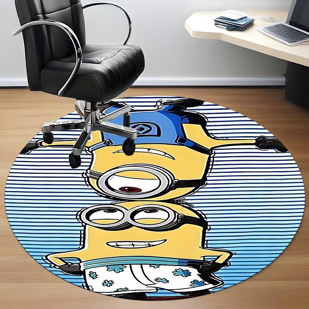 1PC Minion Pattern Office Round Area Rug, Indoor Mat Suitable For Office, Under Office Chairs Bedroom Living Room Home Decor DT1212031