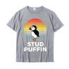Stud Puffin Uccello Marino Divertente Amante degli Animali Stud Muffin Maglietta Camicie Top in Cotone Magliette Per Magliette Unisex Stampate All'Ingrosso