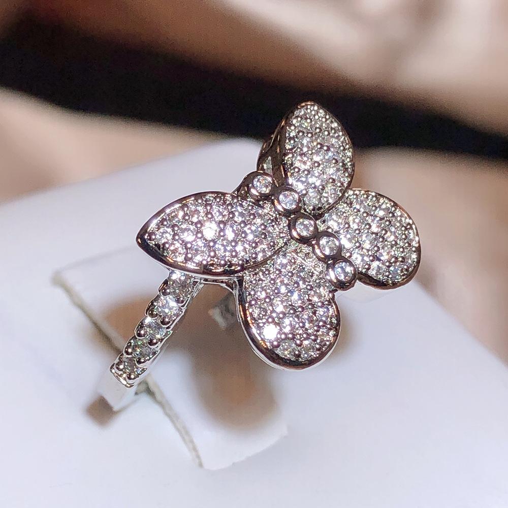 Exquis joli grand papillon blanc Zircon bague dames bijoux fête demande de mariage bijoux de mariée cadeau d'anniversaire dames bijoux