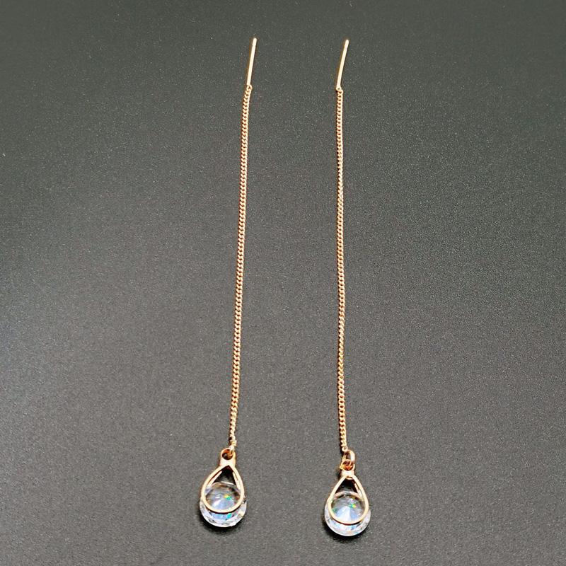 Women's Jewelry Accessories Water Drop Pendant Long Ear Line Earrings