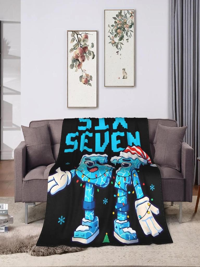 Soft Flannel Throw Blanket for Kids and Adults Camping Meme Six Seven Italian Brainrot Design Bedspread for Living Room or Bed