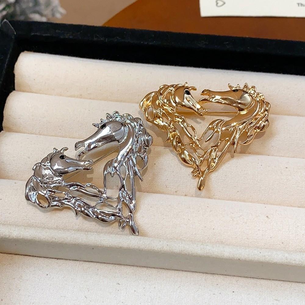 Zink Zinklegering Ihålig Djurkrets Hästhuvud Brosch Häståret Metall Ponny Märke Nål Djurkrets Djur Pins Man