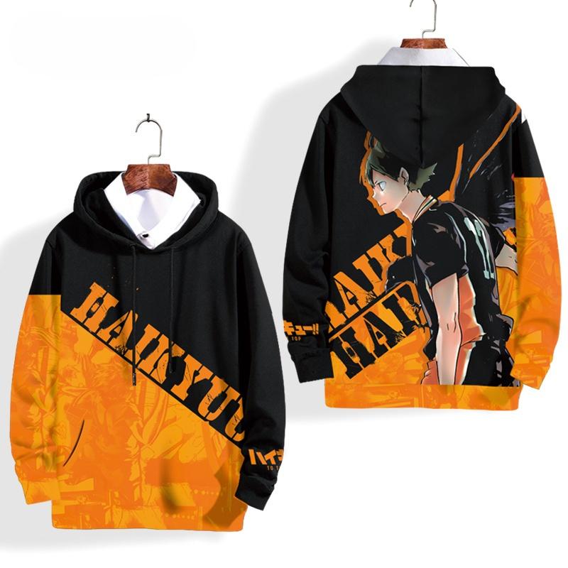 Ankunft Anime Haikyuu Cosplay Hoodie Damen Harajuku Sweatshirt Y2k Streetwear 3D-Druck Hip Hop Pullover Langarm Kapuzenpullover 5XL black