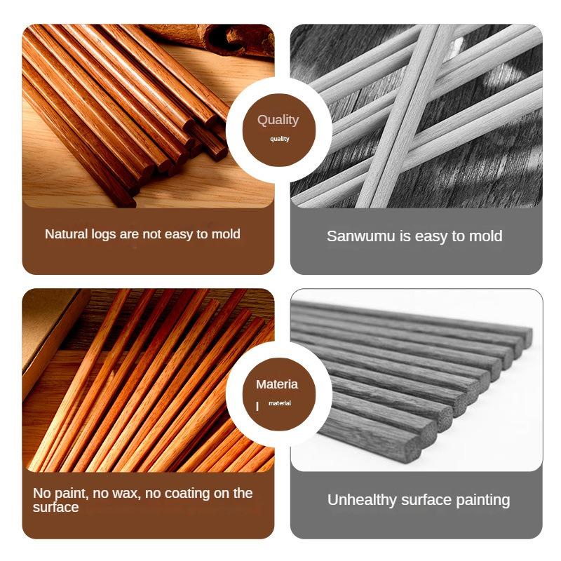 Exquisite 10PCS Wooden Chopsticks Set, Eco-Friendly and Rustic Style Chinese Chopsticks