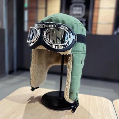 Bawełniana Czapka Trooper z Polarowym Daszkiem C4 Khaki