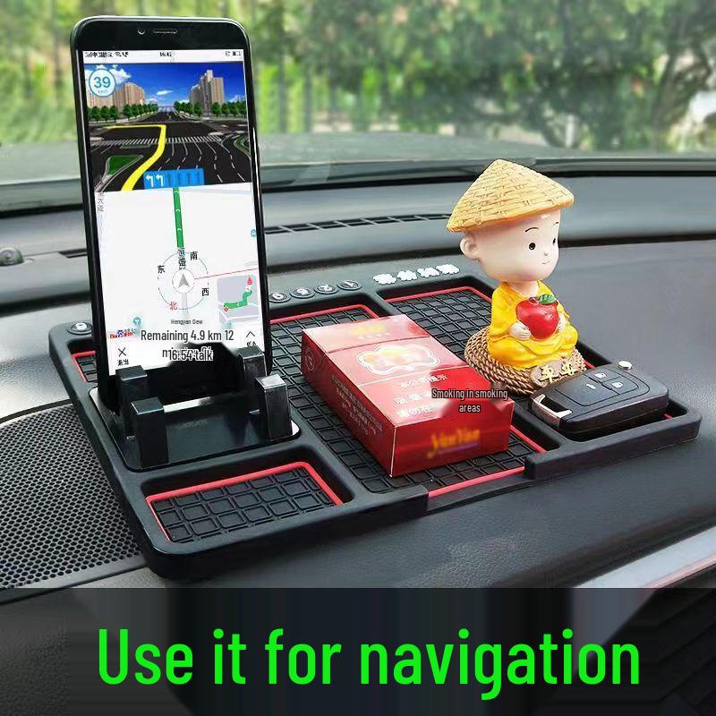 Multifunctional Non-slip Car Mat with Phone Holder & Parking Number Plate