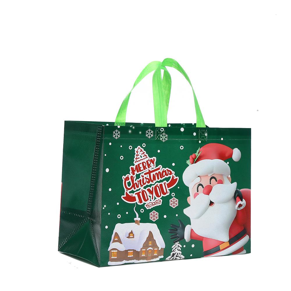 Non Woven Christmas Gift Bag Printed Tote Bag High Capacity Foldable Gift Storage Waterproof Bag Shopping Bag for New Year Xmas