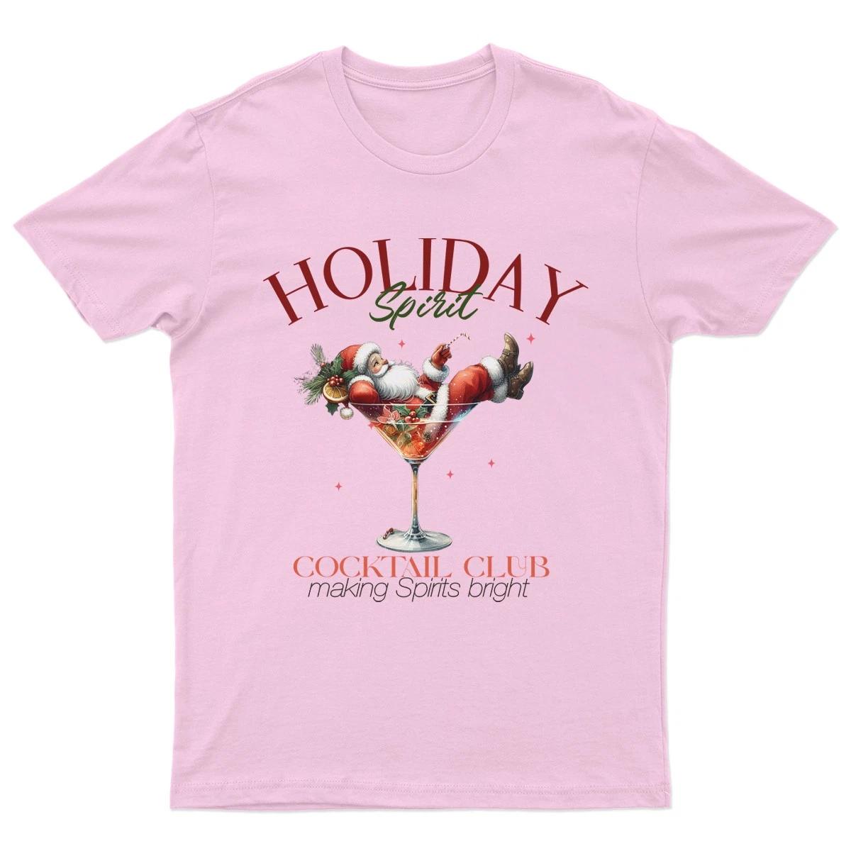 Holiday Spirit Santa Cocktail T-Shirt Unisex Gift Retro Seasonal Funny Xmas XL